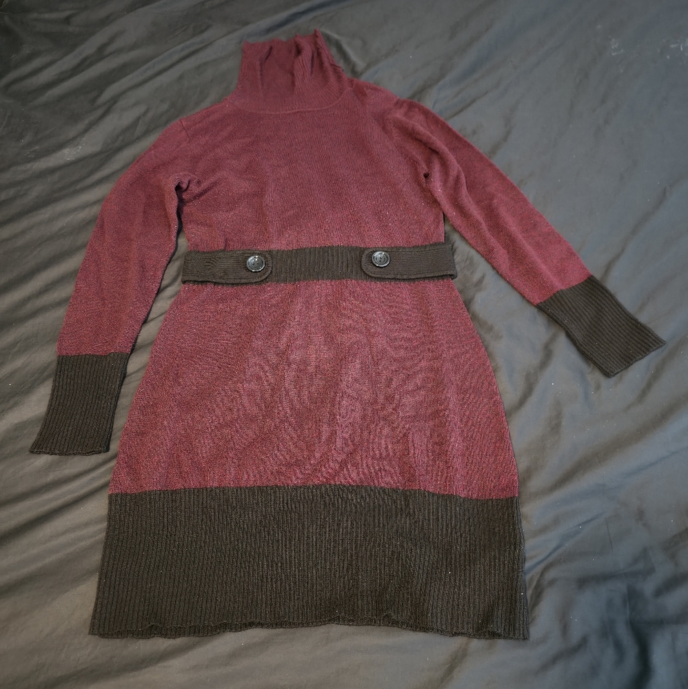Iz Byer Burgundy Knit Sweater Dress